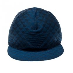 Pre Owned قبعة أمبوريو أرماني بيسبول تطريز شعار مونوغرامية زرقاء أليكتريك M