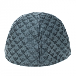 Pre Owned Emporio Armani Slate Grey Monogram Logo Embroidered Baseball Cap L