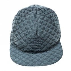 Pre Owned Emporio Armani Slate Grey Monogram Logo Embroidered Baseball Cap M
