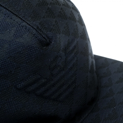 Pre Owned Emporio Armani Navy Blue Monogram Logo Embroidered Baseball Cap M