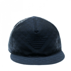 Pre Owned Emporio Armani Navy Blue Monogram Logo Embroidered Baseball Cap M