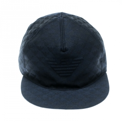 Pre Owned Emporio Armani Navy Blue Monogram Logo Embroidered Baseball Cap M