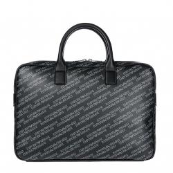 Emporio Armani Black Monogram Leather Laptop Bag