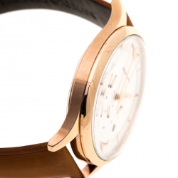 Pre Owned Emporio Armani  Silver Dial Rose Gold Plated Stainless Steel AR11043 Chronograph Men's Wristwatch 43 mm