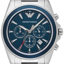 Pre Owned Emporio Armani Blue Stainless Steel Sport Men's Wristwatch 42MM