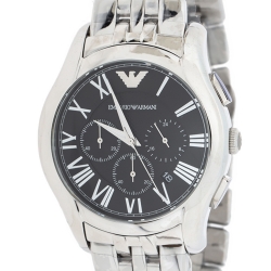 Pre Owned Emporio Armani Black Stainless Steel Classic Chronograph AR1786 Men's Wristwatch 44.50 mm