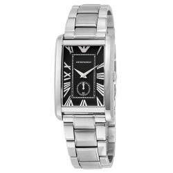 Pre Owned Emporio Armani Black Stainless Steel AR1608 Men's Wristwatch 32MM