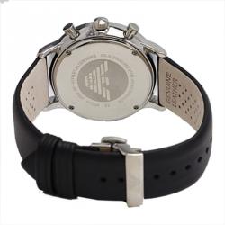 Pre Owned Emporio Armani Black Stainless Steel AR0397  Men's Wristwatch 43MM