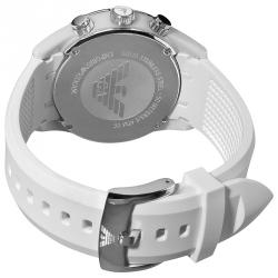 Pre Owned Emporio Armani White Stainless Steel AR1435 Men's Wristwatch 43MM