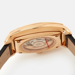 Pre Owned Emporio Armani Brown Gold Plated Stainless Steel Alligator Leather Classic ARS3355 Men's Wristwatch 45 mm