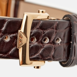 Pre Owned Emporio Armani Brown Gold Plated Stainless Steel Alligator Leather Classic ARS3355 Men's Wristwatch 45 mm
