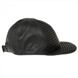 مملوكة مسبقًا Emporio Armani Black Leather Cutout Baseball Cap Size M