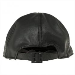 مملوكة مسبقًا Emporio Armani Black Leather Cutout Baseball Cap Size M