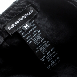 Pre Owned Emporio Armani Black Perforated Leather Baseball Cap M