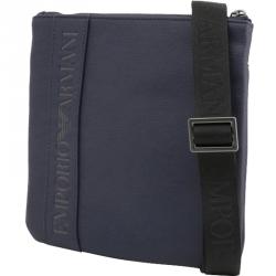Pre Owned Emporio Armani Blue Faux Leather Messenger Bag
