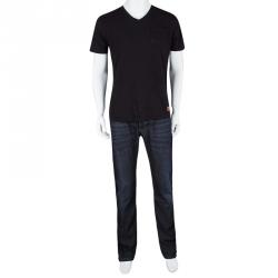 Pre Owned Emporio Armani Indigo Dark Wash Denim Faded Effect Distressed Jeans XL