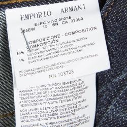Pre Owned Emporio Armani Indigo Dark Wash Denim Faded Effect Distressed Jeans XL