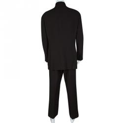Pre Owned Emporio Armani Brown Textured Knit Regular Fit Suit XXXL