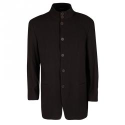 Pre Owned Emporio Armani Brown Textured Knit Regular Fit Suit XXXL