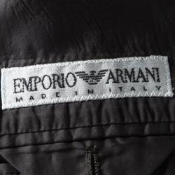 Pre Owned Emporio Armani Brown Textured Knit Regular Fit Suit XXXL