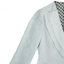 Pre Owned Emporio Armani White Floral Textured Jacket S