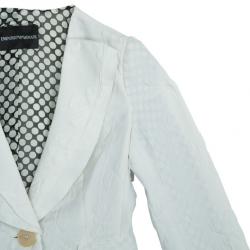 Pre Owned Emporio Armani White Floral Textured Jacket S