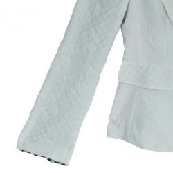 Pre Owned Emporio Armani White Floral Textured Jacket S