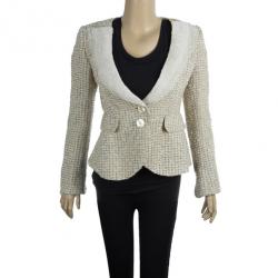 Pre Owned Emporio Armani Gold Tweed Jacket S