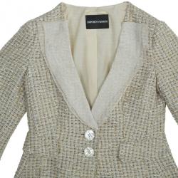 Pre Owned Emporio Armani Gold Tweed Jacket S