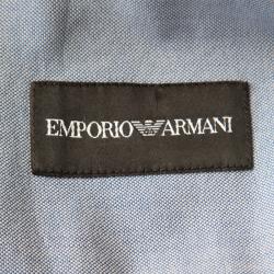 Pre Owned قميص امبوريو أرماني أزرار أمامية أكمام طويلة تفاصيل خياطة مغايرة أزرق M