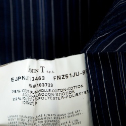 Pre Owned Emporio Armani Navy Blue Striped Cotton Short Sleeve Button Front Shirt L