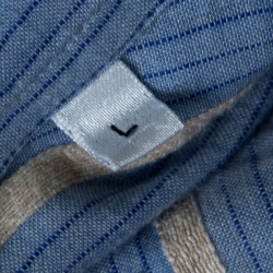 Pre Owned Emporio Armani Blue and Beige Striped Cotton and Hemp Long Sleeve Shirt L