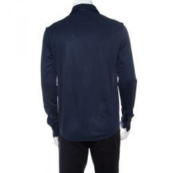 Pre Owned Emporio Armani Navy Blue Jacquard Knit Long Sleeve Shirt M