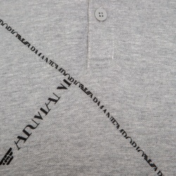 Pre Owned Emporio Armani Grey Honeycomb Knit Logo Printed Polo T-Shirt L