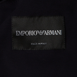 Pre Owned Emporio Armani Navy Blue Jersey Double Breasted Blazer XXL