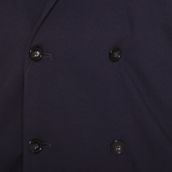 Pre Owned Emporio Armani Navy Blue Jersey Double Breasted Blazer XXL