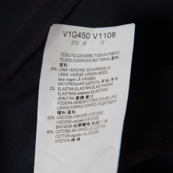 Pre Owned Emporio Armani Navy Blue Gingham Checked Wool Tailored Blazer L