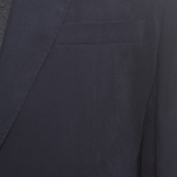 Pre Owned Emporio Armani Prussian Blue Suede Effect Two Button Blazer L