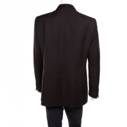 Pre Owned Emporio Armani Brown Pinstriped Wool Josh Line Tailored Blazer 3XL