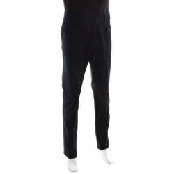 Pre Owned Emporio Armani Navy Blue Cotton and Cashmere Tailored Trousers XXXL