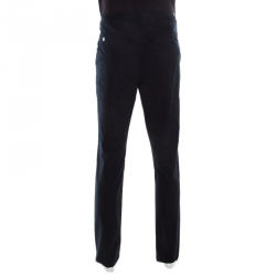 Pre Owned Emporio Armani Navy Blue Cotton and Cashmere Tailored Trousers XXXL