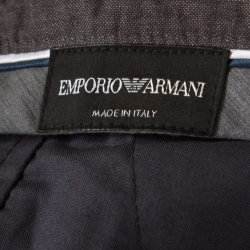 Pre Owned Emporio Armani Navy Blue Cotton and Cashmere Tailored Trousers XXXL