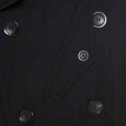 Pre Owned Emporio Armani Black Wool Blend Fur Lined Quilted Vest Detail Overcoat XXL