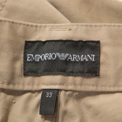 Pre Owned Emporio Armani Beige Cotton Regular Fit Pants M