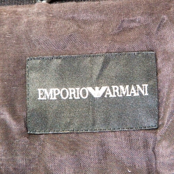 Pre Owned Emporio Armani Black Embroidered Lamb Leather Bomber Jacket XL