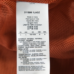 Pre Owned Emporio Armani Orange Leather Zip Front Jacket L