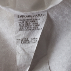 Pre Owned Emporio Armani White Jacquard Patterned Cotton Long Sleeve Shirt M