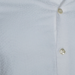 Pre Owned Emporio Armani White Jacquard Patterned Cotton Long Sleeve Shirt M