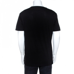 Pre Owned Emporio Armani Black Cotton V Neck T-Shirt L