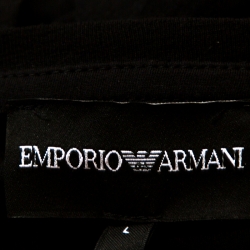 Pre Owned Emporio Armani Black Cotton V Neck T-Shirt L